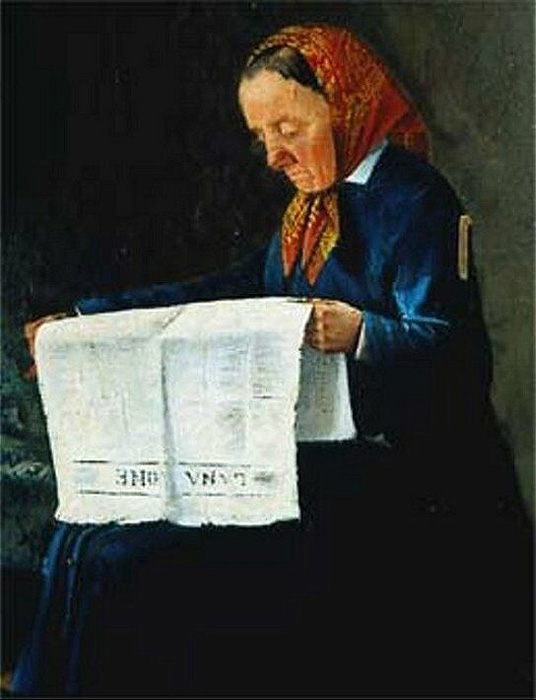reading the newspaper